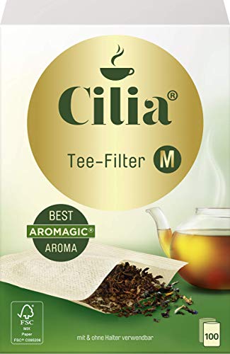 Cilia Teefilter-Set, Papier-Filter zur Verwendung mit und ohne Halter, 100 Stück, Größe: M, Naturbraun, 125425