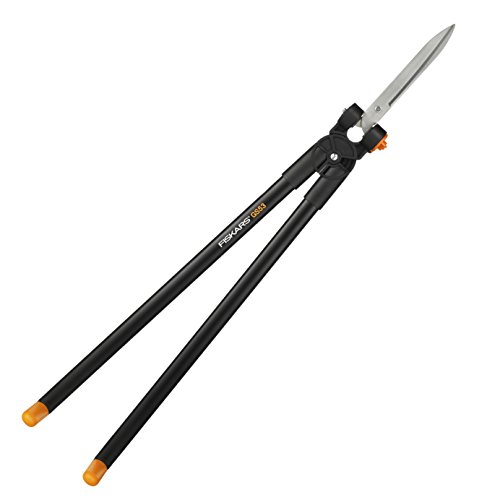 Fiskars Scherenstorch, Multifunktionale Hecken- und Rasenschere, Reichweite bis 2,5 m, Schwarz/Orange, PowerLever, GS53, 1001565