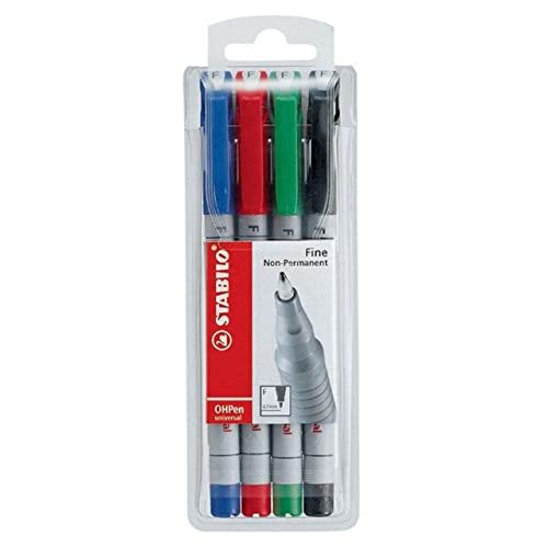 Folienstift - STABILO OHPen universal - wasserlöslich fein - 4er Pack - grün, rot, blau, schwarz