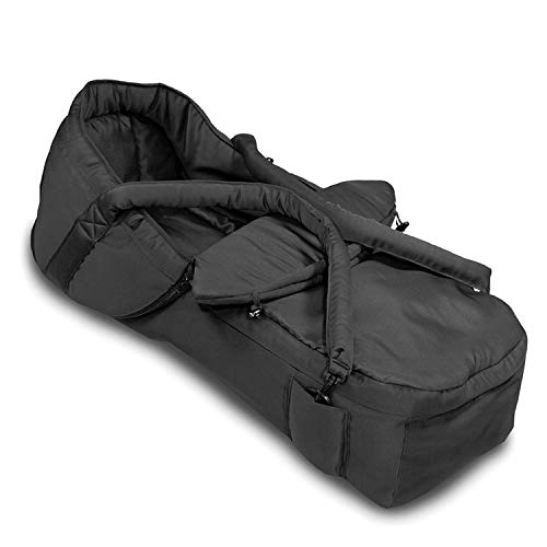 hauck 2in1 Soft Tragetasche & Fußsack für Buggy und Geschwisterwagen, für Babys ab Geburt bis 9 Monaten, Fixierbar mit 5-Punkt-Gurt, Robust & Pflegeleicht (Schwarz)