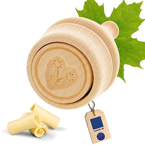 HOFMEISTER® Butter-Stempel, für 30 g Butter, 5 cm, Herz, handgefertigt in Deutschland, Butter-Form zum Dekorieren, runde Durchstoß-Form, Butter-Model aus heimischem Ahorn-Holz