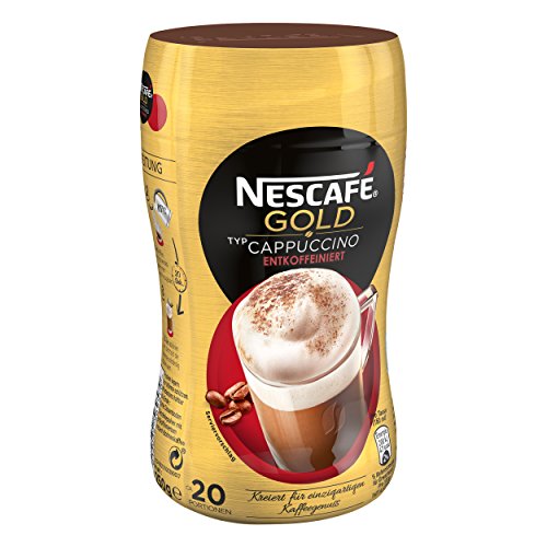 NESCAFÉ GOLD Typ Cappuccino Entkoffeiniert, Getränkepulver aus entkoffeiniertem löslichem Bohnenkaffee, vollmundig & aromatisch, koffeinfrei, 1er Pack (1 x 250g)