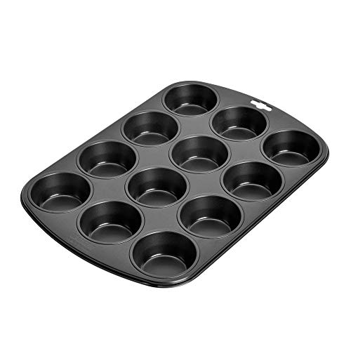 Original Kaiser Inspiration Muffinform Blech für 12 Muffins, Muffin Backblech 38 x 27 cm, beschichtet, Standardgröße, Cupcake Formen, Muffinblech, Schwarz