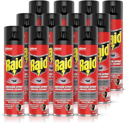 Raid® Ameisen-Spray, Insektenspray zur Bekämpfung von kriechenden Insekten wie Ameisen, Spinnen, Silberfischen und Grillen, 400ml