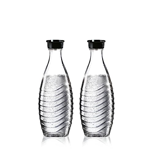 SodaStream 0,8L CRYSTAL Glaskaraffe | Spülmaschinenfest | Kompatibel mit Crystal & Penguin | elegantes Design | 2er-Pack