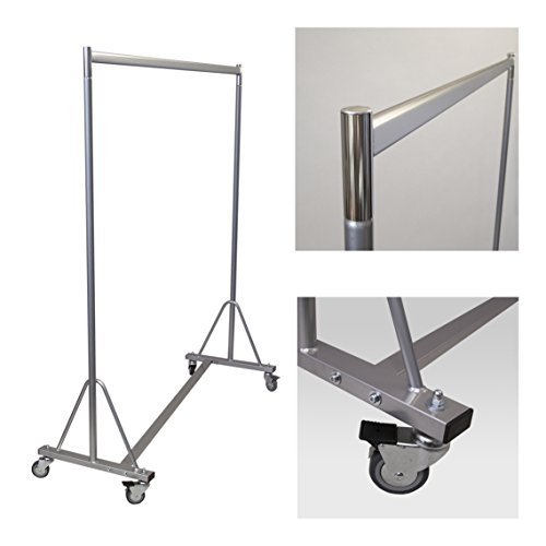 GERSO Stabiler Kleiderständer fahrbar für professionellen Einsatz auf Rollen 150cm 160kg rollbar Chrom Premium für Industrie sehr belastbar Schwerlast