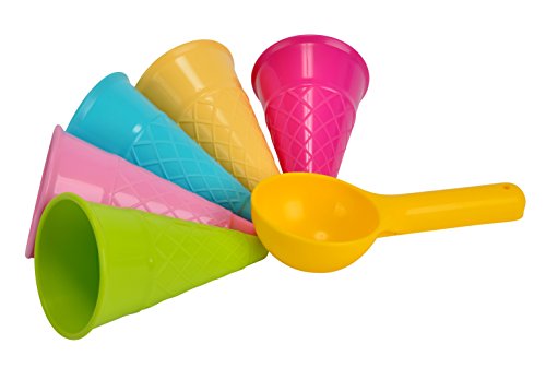 Simba 107108605 - Sandformen Eis, 5 Waffeln, 1 Portionierer, Sandspielzeug, 15cm, Geschenkset, Sandkasten, Mehrfarbig