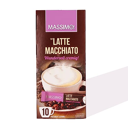 MASSIMO Latte Macchiato 160 Sticks, 16 x 10 Stick á 12,5 g, Löslicher Bohnenkaffee mit Kakao- und Magermilchpulver, Instant-Latte, Vorratspackung