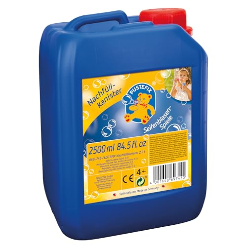 PUSTEFIX - 420869745 Seifenblasen Nachfüllkanister 2,5 Liter I Seifenblasenflüssigkeit für bunte Blasen I I extra Flüssigkeit für mehr Bubble Spaß, für Kinder & Erwachsene auf Geburtstag, Hochzeit