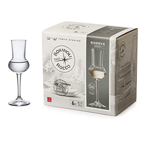 Bormioli Rocco 166180 Riserva Grappakelch, 80ml, Glas, transparent, 6 Stück