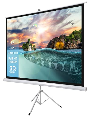 110" Zoll Stativ-Leinwand celexon Basic 1:1 | 200x200 cm weiß | 4K Full HD 3D | mobil transportable Leinwand; für Ihren Outdoor-Beamer, Büro-Präsentationen oder Heim-Kinos | inklusive Tragegriff