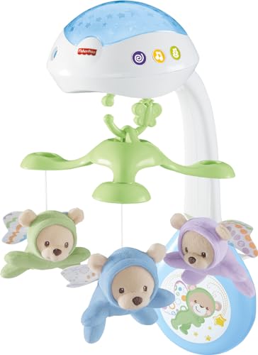 Fisher-Price 3-in-1-Traumbärchen-Mobile, Mobile für Babybett, Elektrisches Mobile mit Licht, Musikmobile, Babyerstausstattung, Babybett- und Baby-Zubehör, ab Geburt, CDN41