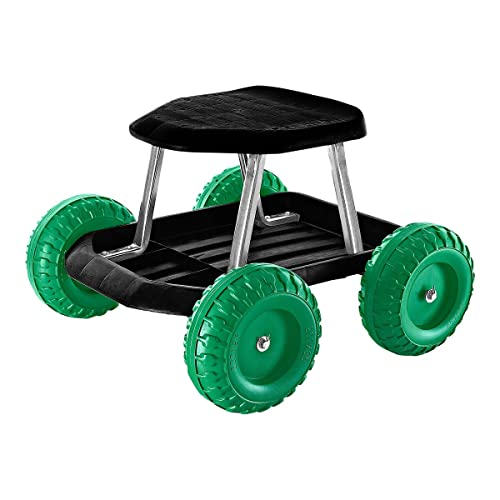 TRI Rollsitz, fahrbare Sitzgelegenheit Gartengerät mobiler Gartensitz Gartenwagen Gartenhelfer Rollwagen Garten Gartenarbeit Werkstattwagen Kniebank Sitzroller Gartenhocker mit Rollen rückenschonend