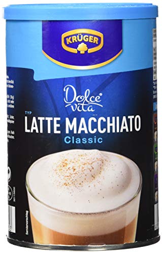 KRÜGER Dolce Vita Latte Macchiato, Getränkepulver mit löslichem Bohnenkaffee, Latte Macchiato zum anrühren, 4x 200 g Dose