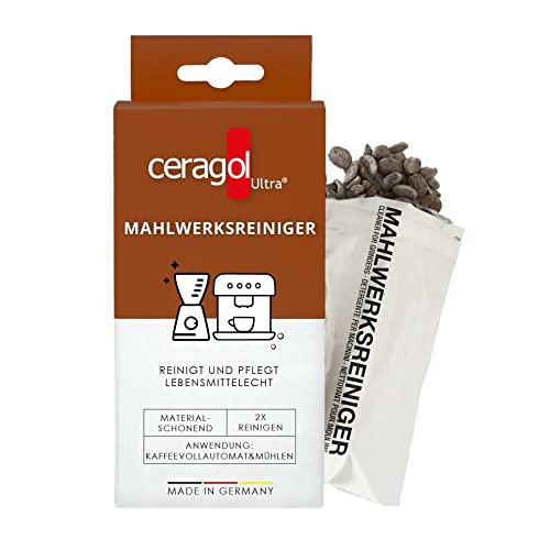 ceragol ultra Mahlwerks-Reiniger – Reinigungs-Granulat für Kaffee-Vollautomaten und Mühlen aller Art, effektiver Kaffee-Reiniger, 2 Stück für 2 Anwendungen