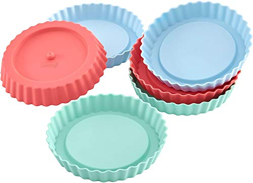 Lurch 83016 FlexiForm Tortelett 6er Set / 6 Backförmchen für 6 kleine Küchlein, aus 100 % BPA-freiem Platin Silikon, pastel mix, 12.3 x 12.3 x 5 cm