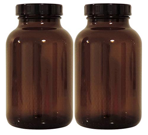 Braunes Apothekerglas Set 2x 1000ml inkl. Schraubverschluss & Etiketten made in Germany