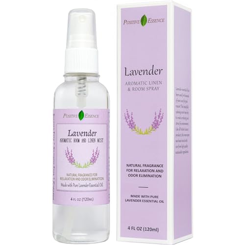 Positive Essence Lavendel Raumduft und Kissenspray, hergestellt aus reinem ätherischen Lavendelöl, 100% natürliches Raumspray, entspannender Raumduft, Lavendelspray, Kissenspray (120 mL)