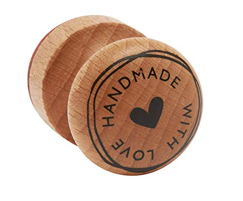 RAYHER HOBBY Rayher Stempel Holz "Handmade with love", rund, 3 cm ø, Motivstempel Holz, Holzstempel, Butterer Stempel, Rundstempel, 29022000