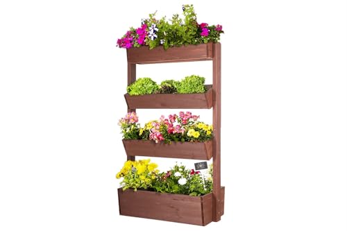 empasa Vertikales Hochbeet 'Cube 4' aus Holz Blumenkasten Pflanzkübel Frühbeet Kräuterbeet mit Vier Etagen, Pflanztreppe für Balkon, Terrasse und Garten, 84,5 cm x 50 cm x 145 cm