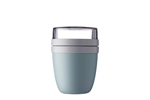 Mepal - Lunchpot Ellipse - Praktischer Joghurtbecher & Müslibecher - Unterteilung für Joghurt & Müsli - Geeignet für Gefrierschrank, Mikrowelle & Spülmaschine - 500 ml + 200 ml - Nordic Green