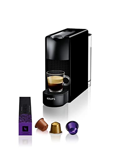 Nespresso Krups XN1108 Essenza Mini Kaffeekapselmaschine| 14 Kapseln | 19 bar | Energiesparmodus | 1260 W | ‎0,6 L| 8.03 x 3.31 x 12.99 cm | schwarz | Energieklasse A