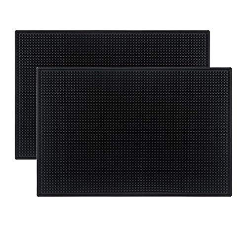 Tebery 2 Stück Bar Service Mat, 45x30cm Silikon Trocknend Matte für Bar Club Küche Café, Rutschfest Gummi Barmatte Abtropfmatte, Schwarz