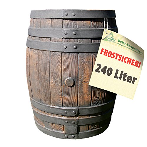 REGENTONNE REGENFASS WASSERFASS REGENWASSERBEHÄLTER REGENWASSERFASS GARTENFASS Eichenfass (240L) Braun