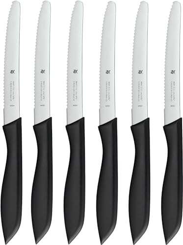 WMF Classic Line Frühstücksmesser Set 6-teilig, 23 cm, Brötchenmesser Wellenschliff, Brotzeitmesser, Spezialklingenstahl, Kunststoffgriff, schwarz