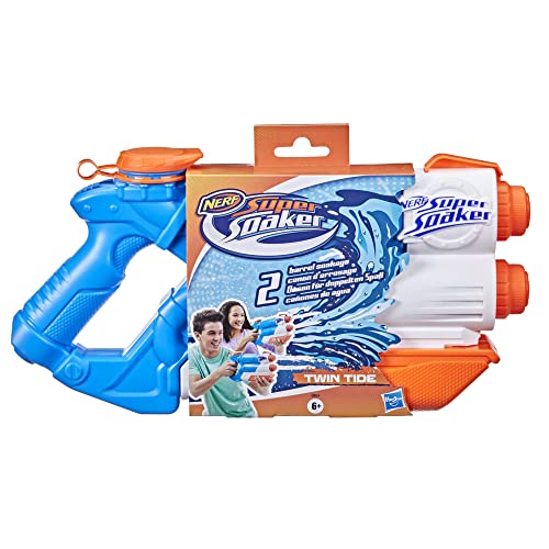 Super Soaker Twin Tide Wasserpistole doppelter Spritzpower Pump-Funktion großer 1,4L Wassertank einfaches Auffüllen