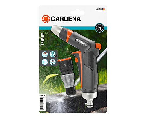 Gardena Premium Reinigungsspritzen-Set: Robuste Reinigungsspritze und Wasserstop-Anschlussstück, praktisches Bewässerungs-Set, Frostschutz (18306-20)