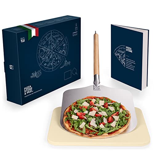 Blumtal Pizzastein - Pizza Stone aus hochwertigem Cordierit für Pizza wie beim Italiener - hitzeresistent bis 900 °C - Pizzastein für Backofen und Grill - Backstein für Brot - Backstahl Alternative