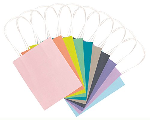 folia 21219/10 - Papiertüten aus Kraftpapier, Geschenktüten, 10 Stück, ca. 12 x 5,5 x 15 cm, farbig sortiert - zum Basteln, Verzieren und Verschenken