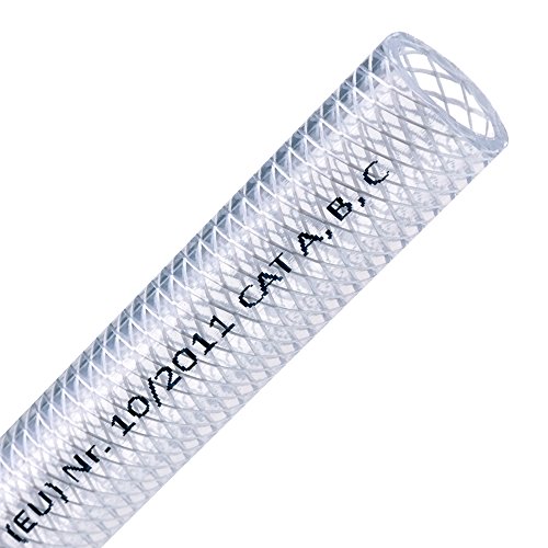 FLEXTUBE TX Ø 12,5mm x 3mm (1/2 Zoll), 10m lang PVC Schlauch mit Gewebe, Lebensmittelecht durchsichtig flexibel Druckschlauch Druckluftschlauch Lebensmittelschlauch Wasserschlauch Luftschlauch