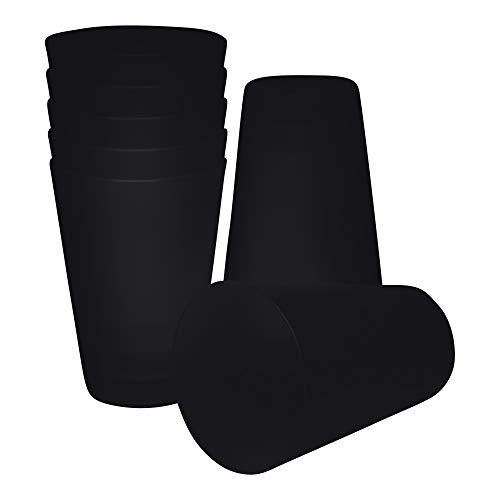 S&S-Shop 20 Hartplastik Trinkbecher 400ml, Schwarz, umwetlschonende Mehrwegbecher, Cocktailgläser, Camping, Kindergeschirr, JGA, Beerpongbecher, Stapelbecher, Partybecher, Kunststoffbecher