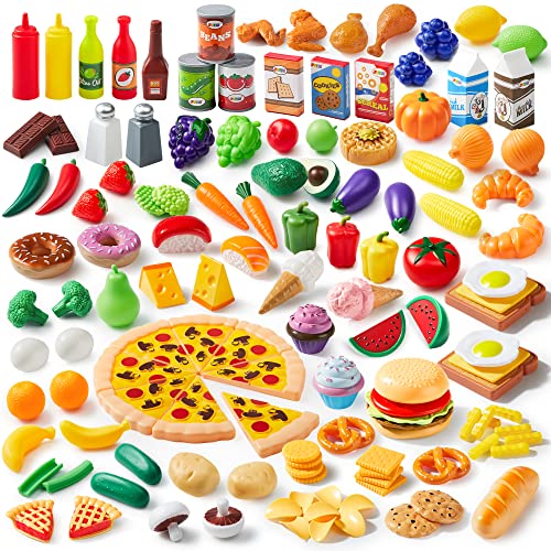 JOYIN 135 Stück Küchenspielzeug Set, kinderküche zubehör Schneiden Obst Gemüse Lebensmittel Küche Kinder Kleinkinder Pädagogisches Lernen Spielzeug, Rollenspiele, Geschenk