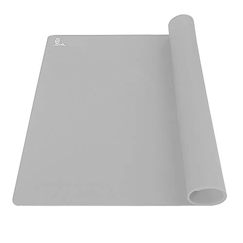 Rutschfeste Antihafte Backunterlage/Backmatte Silikon Groß 60 x 40 cm Ausrollmatte Teigmatte Silikonmatte Backfolie Arbeitsmatte für Fondant Gebäck Pizza Matte, BPA Frei, von Super Kitchen（Grau）