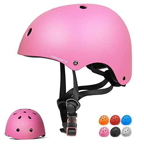 KORIMEFA Kinder Fahrradhelm Kinderhelm Skaterhelm Verstellbar für 3 Jahre Junge CE-Zertifizierung für Fahrrad Roller Skateboard Scooter 3-13 Jahre Alt Junge Mädchen (Pink, S)