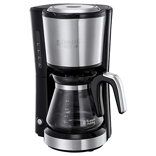 Russell Hobbs Kaffeemaschine Mini [Brausekopf für optimale Extraktion&Aroma] Compact (max 5 Tassen, 0,6l Glaskanne, inkl Permanentfilter, Warmhalteplatte) kompakte Filterkaffeemaschine klein 24210-56