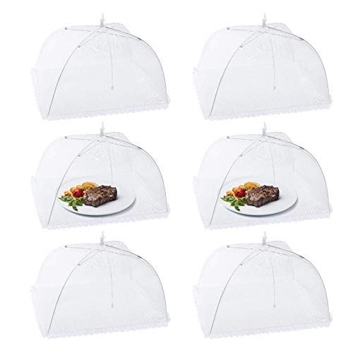 Homealexa Fliegenhaube 6 Set Abdeckhaube für Essen Faltbare Kuchenabdeckung Fliegenschirm Lebensmittel Abdeckung Perfekter Fliegen-Schutz für Essen Obst Picknick BBQ Weiß