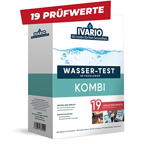 IVARIO Labor-Wassertest Kombi (19-in-1) für Trinkwasser, Experten-Analyse im Deutschen Fachlabor. Leitungswasser-Test mit 19 Prüfwerten