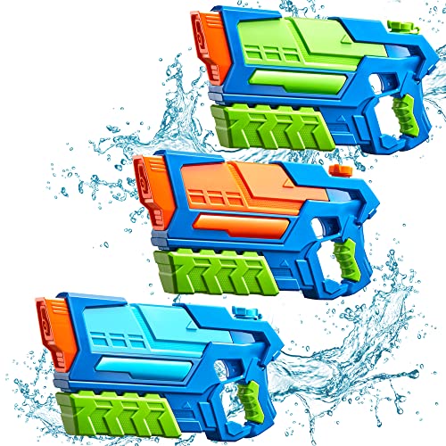 JOYIN 3er Pack Wasserpistole, Wasserspritzpistolen mit großer Reichweite 9.5m für Kinder Mädchen Jungen,Spritzpistole Kinder,Wasserpistole große Reichweite,Wasserspielzeug Strand Pool Party