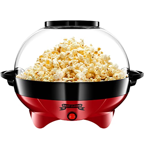 Gadgy Popcornmaschine - 800W Popcorn Maker mit Antihaftbeschichtung und Abnehmbarer Heizfläche - Stille und Schnelle, mit Zucker, Öl, Butter - Großer Inhalt 5 L