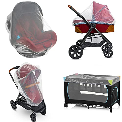 Baby Moskitonetz für Kinderwagen, Tragesitz und Stubenwagen - Elastische Kordel für festen Sitz – Mückennetz Kinder für Jogger, Autositz und Pack N Play - 1000 Mesh Insektenschutz Kinderwagen