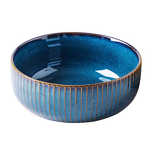 CSYY Salatschüssel aus Keramik, 1800ML Große Porzellan Salatschale Oder Suppenschale 21cm,Blau