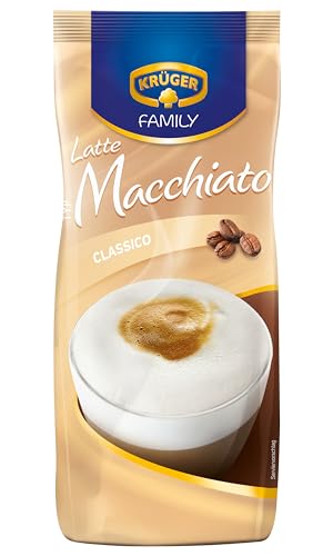 KRÜGER Family Latte Macchiato, aromatisiertes Getränkepulver mit löslichem Kaffee, koffeinhaltig, 500 g Beutel