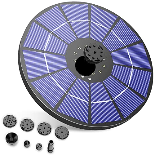 AISITIN Springbrunnen mit 3.5W Solar Panel, Teichpumpe Eingebaute 1500 mAh Batterie Wasserpumpe Schwimmender Fontäne Pumpe mit 6 Fontänenstile für Garten, Vogel-Bad, Fisch-Behälter