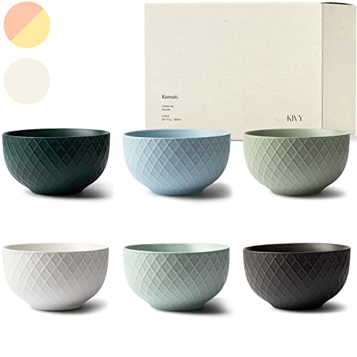 KIVY Müslischalen Keramik - 6 x 850ml - Große Bowls für Müsli & Suppen - Suppenschüssel - Bowl Schüssel Groß - Müslischüsseln - Suppenschalen Set - Schalen Set - Müsli Schüssel Keramik