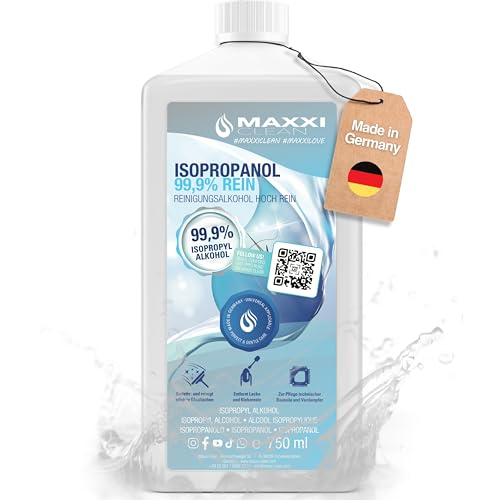 Maxxi Clean | Reines Isopropanol (99,9%) Reinigungsalkohol | 1x 750ml Fettlöser & Lösungsmittel | rückstandsfrei anwendbar zur Reinigung von elekt. Bauteilen, Schallplatten, Druckköpfen und mehr