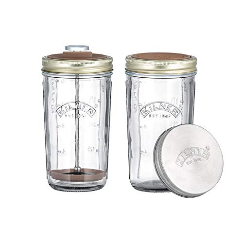 Kilner Nussmilch/Mandelmilch-Herstellungset-Set, 2 Gläser mit Zubehör und Deckel, 0,5 l